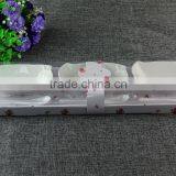 High Quality White Handmade Set of 3 Porcelain Ceramic Square Dinner Dishes Set Serving Ceramic Tapas Tray With Matching Spoon thumbnail-2