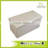 Beige Large Collapsible Faux Leather Garments Storage Stool For Cloakroom thumbnail-1