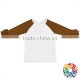 Kids Girls White T Shirts Blank Cotton Tops Long Sleeve Icing Raglan Shirts thumbnail-3