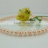 Natural 8-9mm Pink Freshwater Pearl Necklace With 14K Gold Clasp thumbnail-1