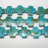Wholesale Bluish Green Cross Shape Loose Turquoise Strand thumbnail-1