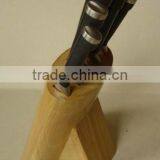 Front Oval Shapped 5- Slots Rubber Wood Knife Block, Stand, Holder thumbnail-4