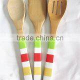 New Product Bamboo Cooking Tool Set With 5-color Handle