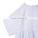 Colorful Flower Girls Embroidery White Short Sleeve Cotton Dress Childern Frock Model Hand Embroidery Designs For Baby HSD5944 thumbnail-3