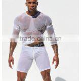 Custom Mens Tops Tee T Shirt Transparent Mesh T-shirt Long Sleeve Undershirt Quick Dry GYM Sport Singlet Clothing ( Not Include thumbnail-4