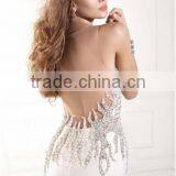 Lux Beaded Sleeveless Satin Sexy Bridal Dress thumbnail-3