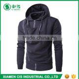 Morden Fashion Custom Logo Pure Color Double Zip Up Mens Sublimation Black Hoodie thumbnail-3