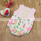 S33496W Summer Floral Print Baby Girls Clothes Flower Retro Infant Jumpsuit Romper thumbnail-2