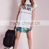 Women Custom Rolled Sleeves White t Shirt,elongated t Shirt Wholesale China thumbnail-5