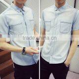 Short Sleeve Shirt Retro Plus-size Half Sleeve Lining Cowboy Clothing thumbnail-1