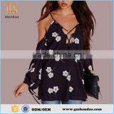 New Summer Collection Wholesale Floral Printing High Quality Chiffon Style Blouse thumbnail-1