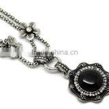 Mysterious Fashion Black Cabochon Stone Necklace Earrings Jewelry Set thumbnail-2
