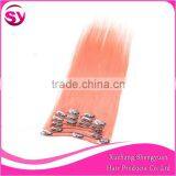 100% Remy Human Virgin Brazilian Hair, Top Quality Most Popular Wholesale Price Clip In Hair Extension Color Pink