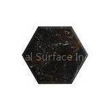 Black Seamless Hexagon Marble Acrylic Solid Surface Sheet Windowsill / Wall Tiles