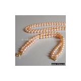 Two Strands Pearl Necklace & Bracelet Set