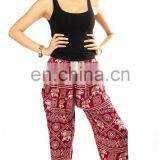 Drawstring Elephants Stamp Pattern Boho Baggie Ginnie Yoga Aladin Thoursers Pants thumbnail-5