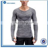 Custom Fitted Casual Gym seamless-longsleeve-grey slim fit t shirt For Men