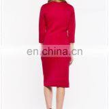China Fashion Cheap Sexy 3/4 Sleeves Zip Front Midi Bodycon Dress for Women thumbnail-3
