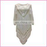 Guangzhou 2015 Casual Gypsy Style Hollow Poncho Blouse and Shirt With Long Tassel thumbnail-1