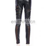 Steampunk Stretchy Vegan Leather and Fleece Lining Leggings thumbnail-2