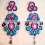 Latest Pearls Beads Silken and Glitter Cord Handmade Earrings thumbnail-1