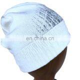 Custom Brand Logo Womens White Knitted Beanie Hat for Women thumbnail-5