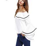 Off Shoulder Flare Sleeve Fashionable Loose Top Blouse thumbnail-3