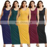 Women Solid Casual Loose Dresses Long Maxi Plus Size Dress thumbnail-1