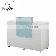 White Glass Top Modern Reception Desk for Beauty Salon thumbnail-2