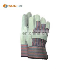 Sunnyhope durable Cow Split Safety Working Rigger Sweat-absorbent Driver Leather Gloves with Elastic Band