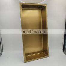 High Quality Black Stainless Steel Gold White Brushed Nickel Bathroom Wall Metal Recessed Niche Shower With Shelf Organize thumbnail-4