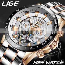 LIGE 10034 Mens Quartz Watch Automatic Mechanical Wristwatches Stainless Steel Watch Mens thumbnail-2