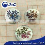 Custom Carving Natural Japanese Agoya Shell Button With Printing Flower thumbnail-3
