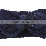 2015 Winter Newest Charm Women's Christmas Gift Knit Elastic Bow Knot Lace Flower Headband thumbnail-4