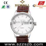 Stainless Steel/Leather Watch With Dual Calendar Function thumbnail-1