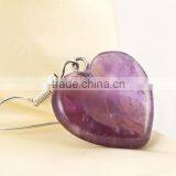 Women Wear Jewelry Purple Pink Heart Shaped Stone Pendant Earrings thumbnail-5