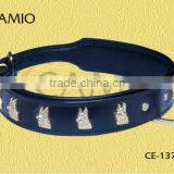 CE 137 Leather Dog Collar Padded With Dog Head thumbnail-1