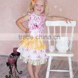 2016 Newest Fall Children Long Sleeve Dress Boutique Floral Print Multicolors Ruffles Lap Dress Outfits thumbnail-4