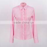 2015 Fashion Pink Color Long Sleeve Blouse Pleated Design Ladies Plus Size Shirt thumbnail-1