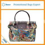 Fashion Flower Print Nylon Lady Tote Bag Women Shopping Bags thumbnail-5