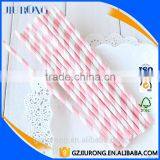 Disposable Pink Stripe Paper Straws