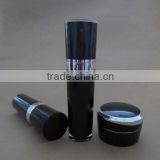 Plastic Cosmetic Packaging, Black Taper Shaped Acrylic Cream Jar and Lotion Bottle with Pump and Cap