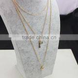 Artificial Cutting Pink Stone Multi Layers Long Necklace Choker For Fashion Lady thumbnail-3