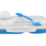 3 Compartments Heated Silicone Folding Lunch Box thumbnail-2