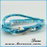 Bright Silver Anchor Hook Bracelet With Color Nylon Rope Bracelet thumbnail-2