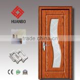 Cheap fancy design interior wooden engraved doors with different glass