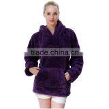 Latest Design 100 Polyester Snuggle Fleece Ladies No Zipper Pullover Hooded Hoodie Jackets Sweatshirt With Kangaroo Pockets thumbnail-1