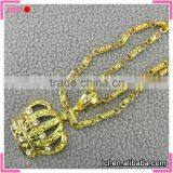 Fancy Long Chain Necklace Women, Imitation Gold Crown Pendant Necklace thumbnail-1