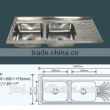JZ-362 150x50 Export Iraq Single Bowl Double Drain Stainless Steel Kitchen Sink thumbnail-5