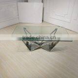 Clear Glass Coffee Table With Silver Stainless Steel Base thumbnail-2